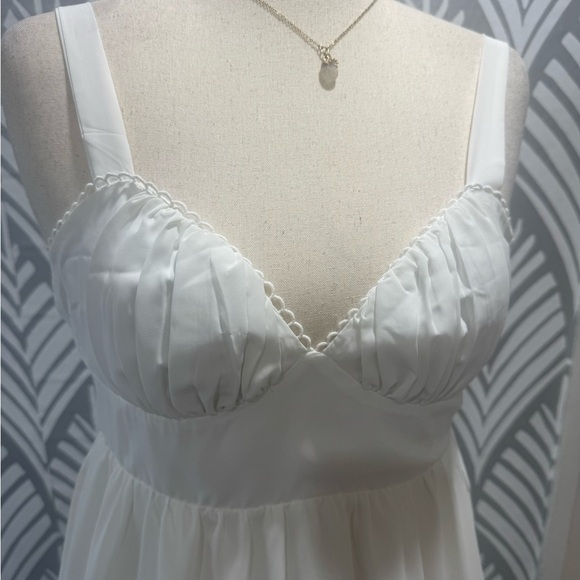 NWOT Princess Polly White Ruched Tiered Sundress - Picture 7 of 8